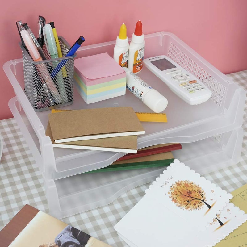 Kiddream 6 Tier Clear Plastic Document Letter Trays, Stackable Paper File Tray - Image 3